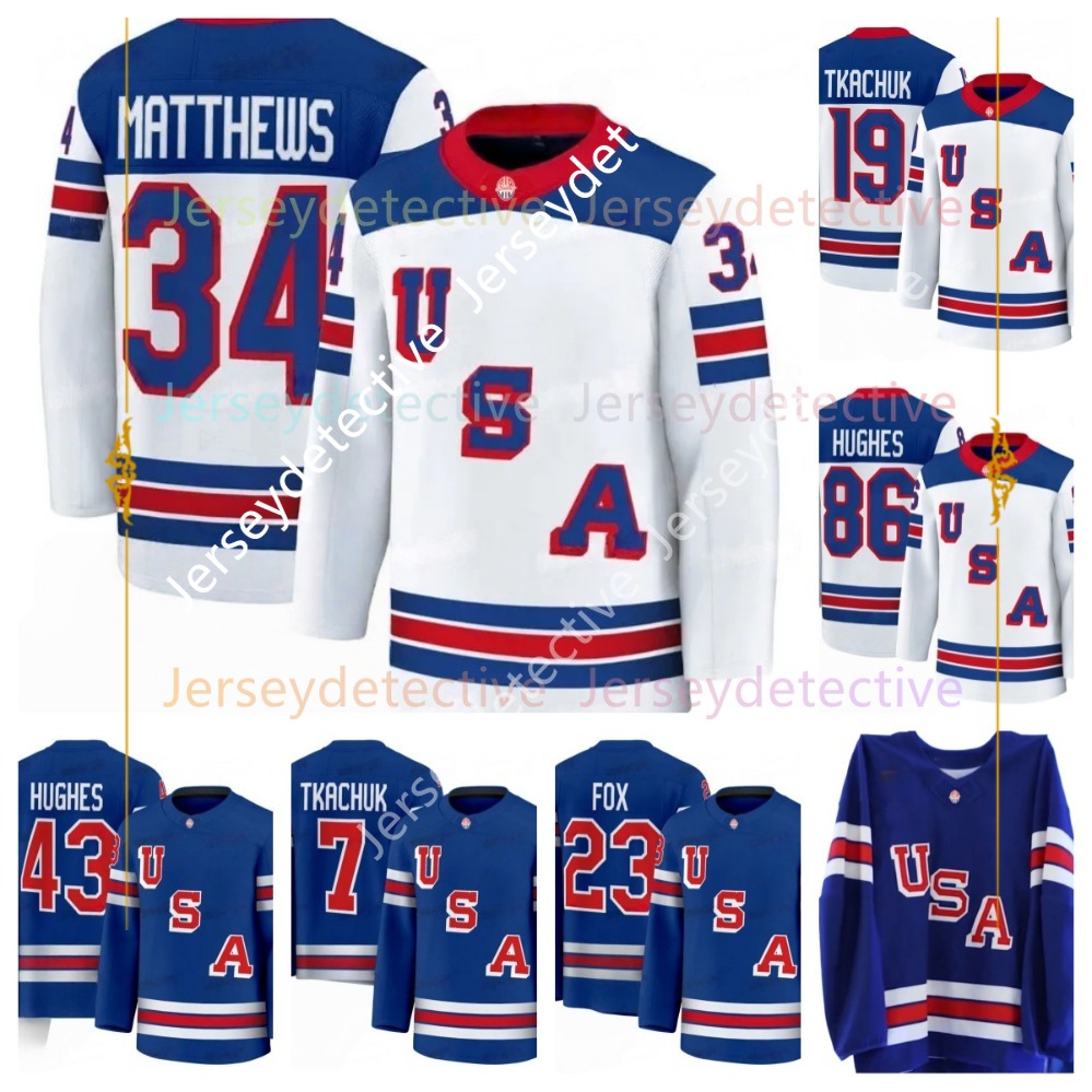 Team Name USA 2026 Olyms Hockey Jerseys Matthew Jake Guentzel Brady Tkachuk Jack Hughes Matthew Tkachuk Adam Fox Hellebuyck Quinn Hughes