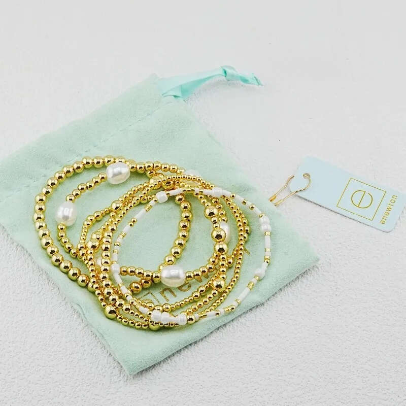 1:1 E-Newton Brand Gold Jewelry Pearl Beaded Bracelet Designer For Women Birthday Christmas Gift EN148