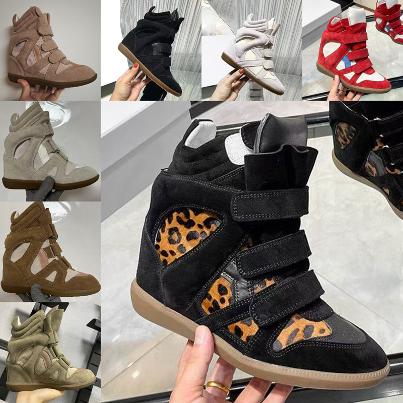 35-42 deisgner Brand isabelmarrantsss Hot Sale-Black Genuine Leather winter boots Bekett Leather-Trimmed Suede Wedge Sneakers Fashion Show New Shoes