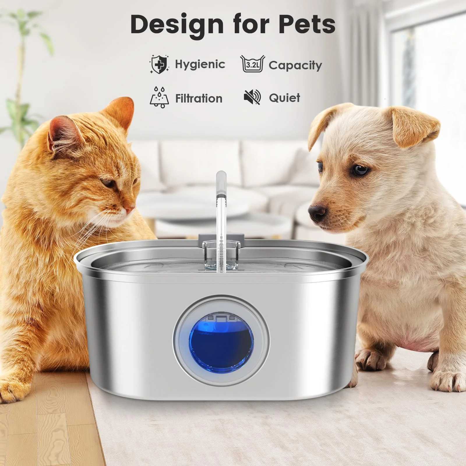 32L stainless steel cat water dispenser window has water level which can be observed suitable for many cats and dogs M251204