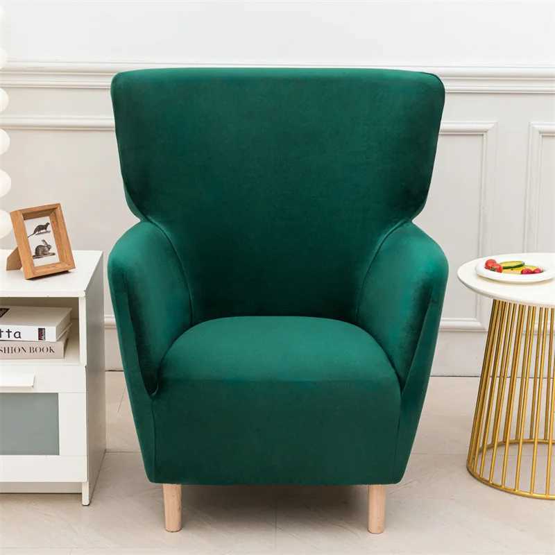Soft Velvet Armchair Covers Elastic High Back Wing Chair Slipcovers All-inclusive Single Sofa Covers Wingback Chair Covers Home M251204 - view 5