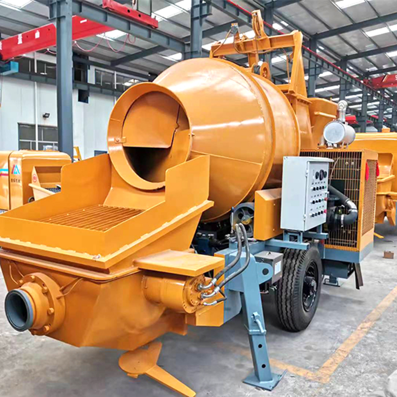 High Working Efficiency Concrete Mixer Pump Electric and Diesel Engine Trailer Concrete Mixer with Pump 100m Pipes Free