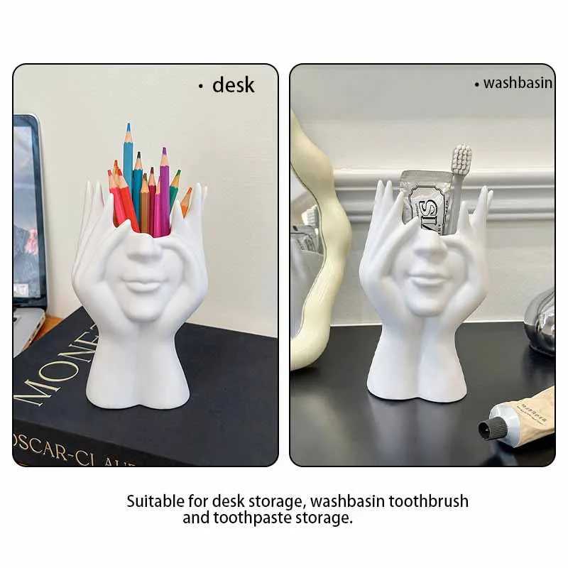 1/2PC Ins Nordic Style Drag Face Resin Vase Decoration Crafts Simple Surface Living Ro Flower Arrangement Mtifunctional H251204