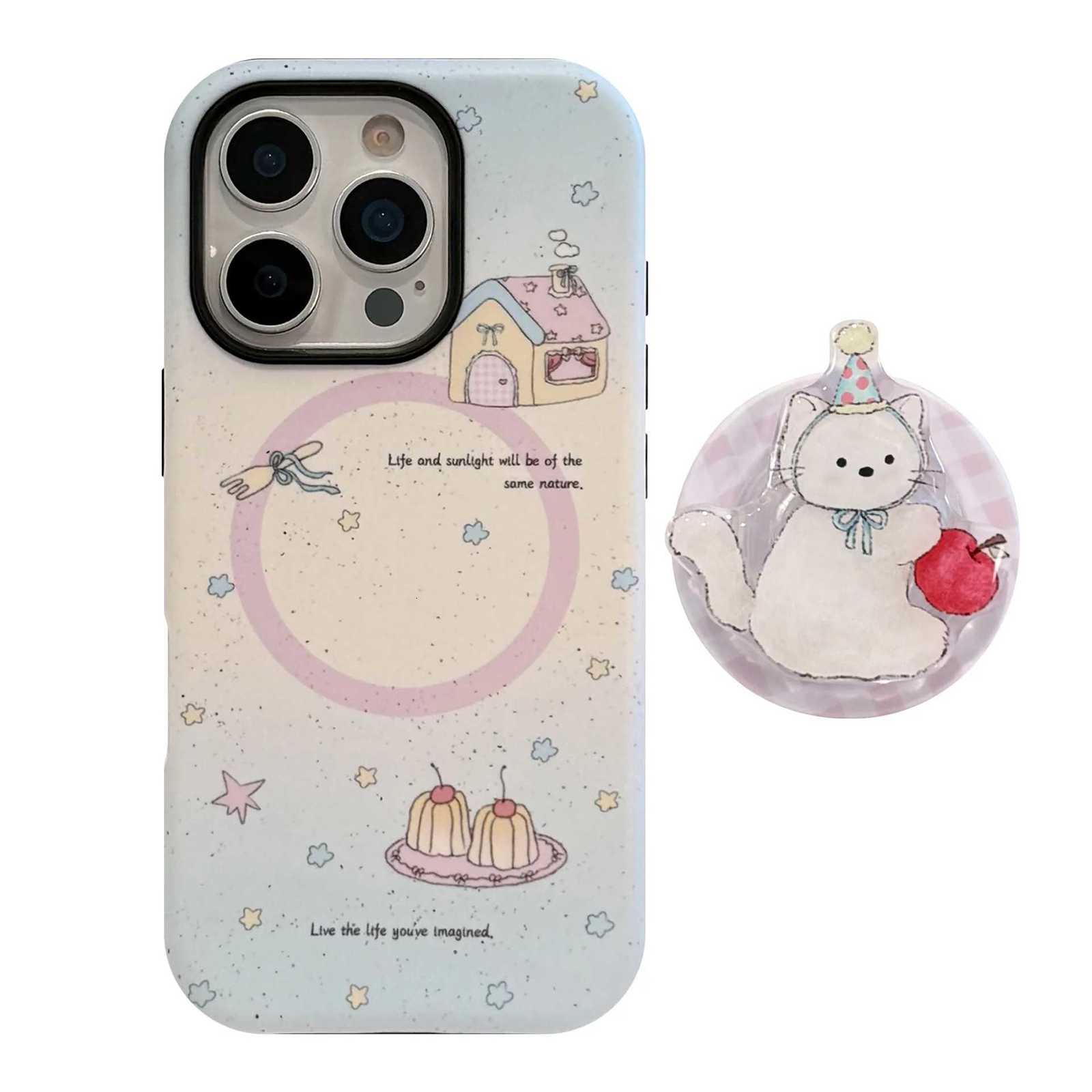 Dessert pudding cat Kitten Phone Case For iPhone 16 15 14 13 12 11 Pro Max Case Cute Sweet Luxury Cartoon Cover H251203