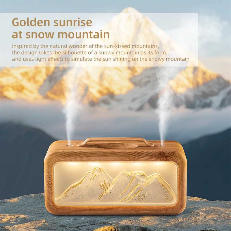 Dual-Spray Snow Mountain Humidifier Small He Desktop Atmosphere Lamp Moisturizing with Large Spray C251204