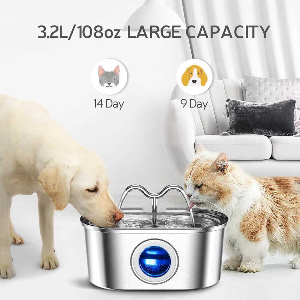 32L stainless steel pet water dispenser - a quiet filter pump powered by USB smart drinking fountain for cats and dogs M251204