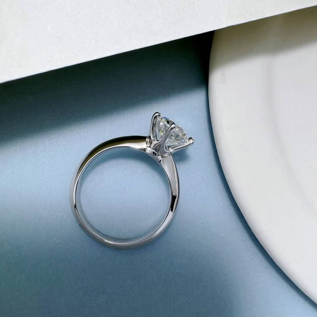Etsy Wholesale Women Jewelry S925 Sterling Silver Gold Plated 1/2/3ct D VVS Moissanite Diamond Engagement Wedding Ring with GRA