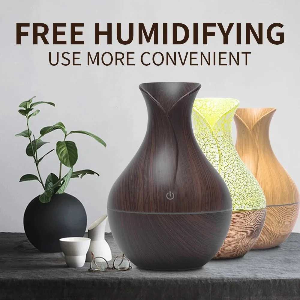 Humidifier Wood Grain Vase Sprayer Bedro Off Desktop Ornaments Usb Silent Atmosphere Color Light Hydrating Air Aratherapy C251204