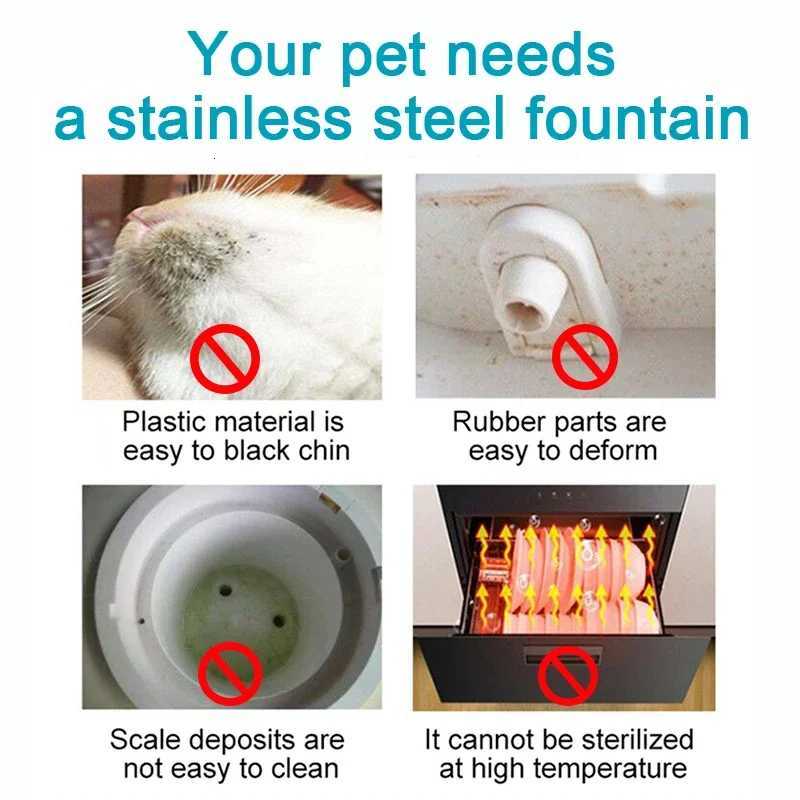 Stainless Steel Automatic Pet Water Dispenser Cat Drinking Fountain With Sensor Filter Cats Dog Ultra Quiet Pump Water Foutain M251204