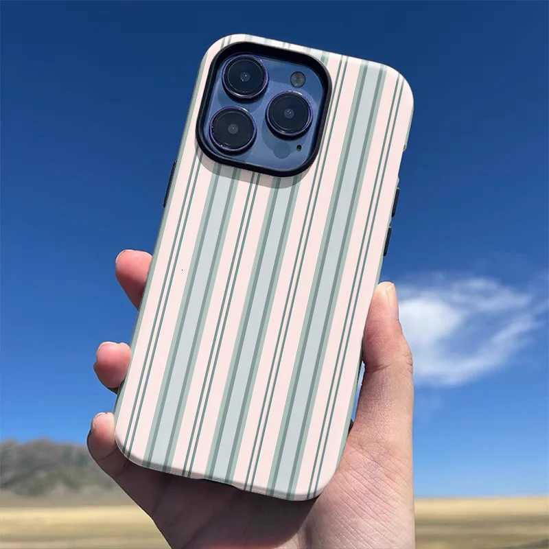 Stylish Design Striped Phone Case for iPhone 17 16 15 14 13 12 11 X XR XSMAX 7 8 Air Pro Max Plus Luxury Double-layer Back Cover H251203