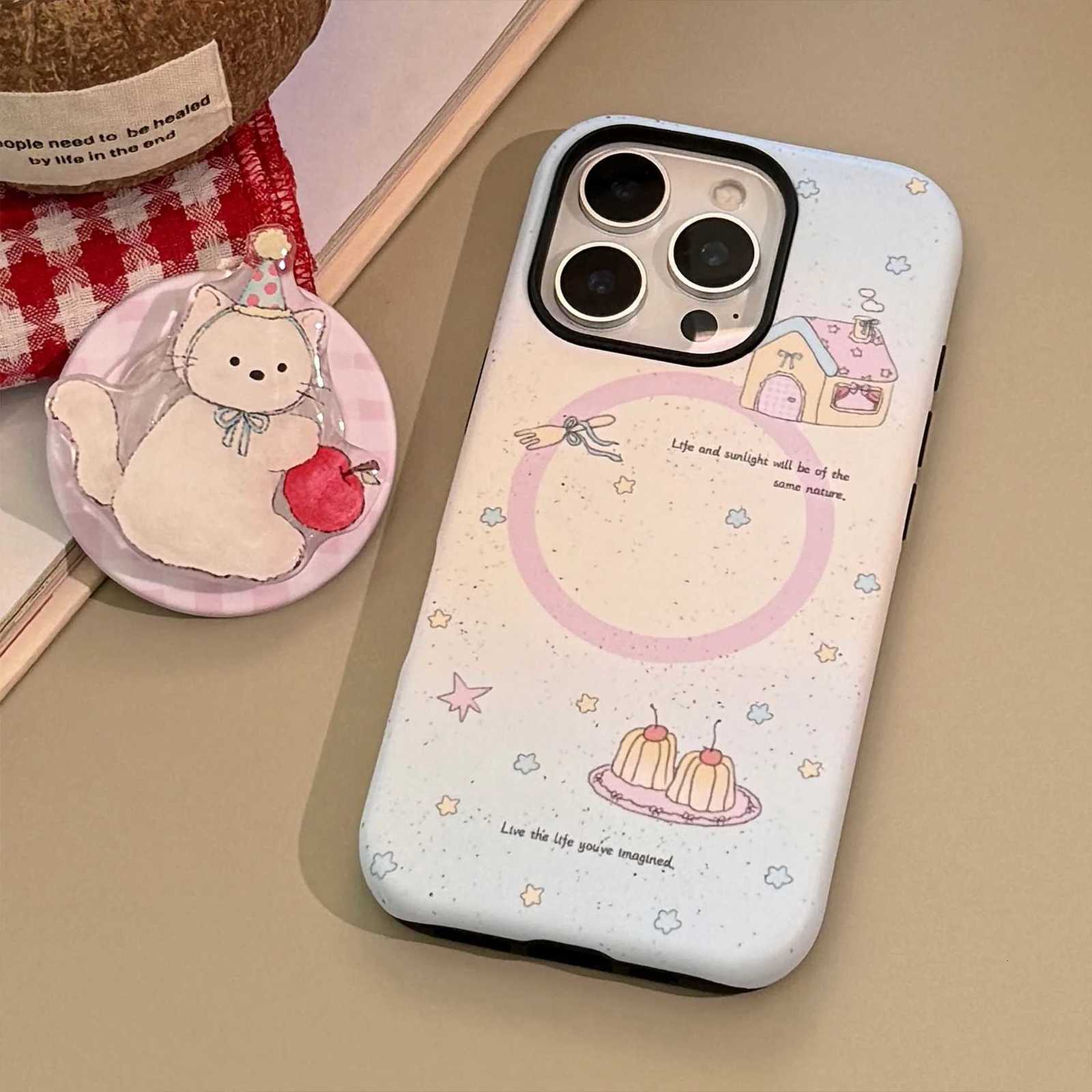 Dessert pudding cat Kitten Phone Case For iPhone 16 15 14 13 12 11 Pro Max Case Cute Sweet Luxury Cartoon Cover H251203