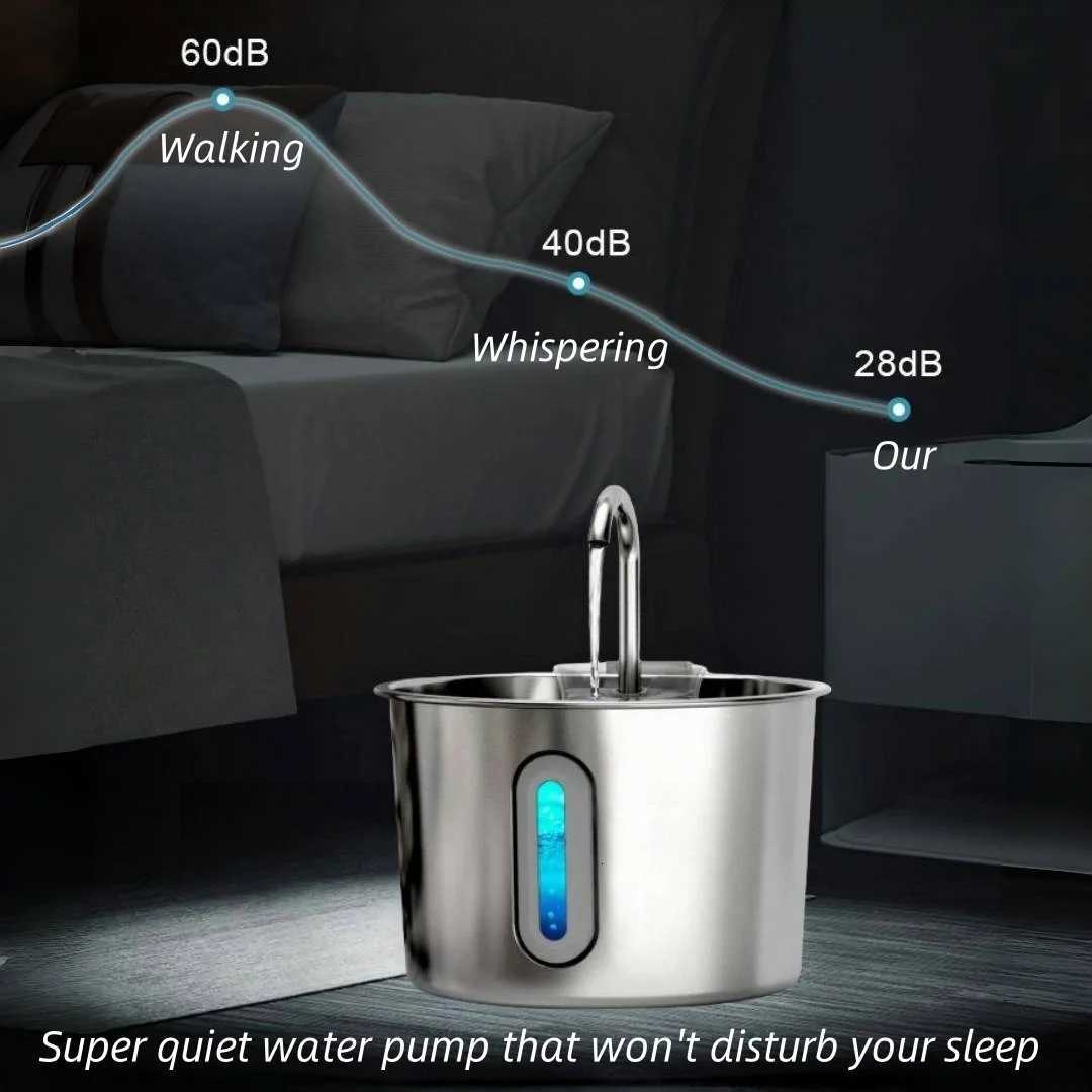 Stainless Steel Cat Dog Water Fountain 22L Ultra Quiet USB Powered Automatic Pet Drinking Fountain Durable for Indoor Pets M251204