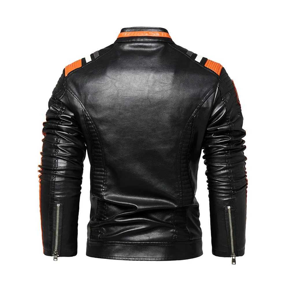 Spring Outdoor Casual Motor Biker PU Leather Jacket Men Fashion Leather Jacket Men Autumn Motorcycle Slim Fleece Jacket Coat MenT251204
