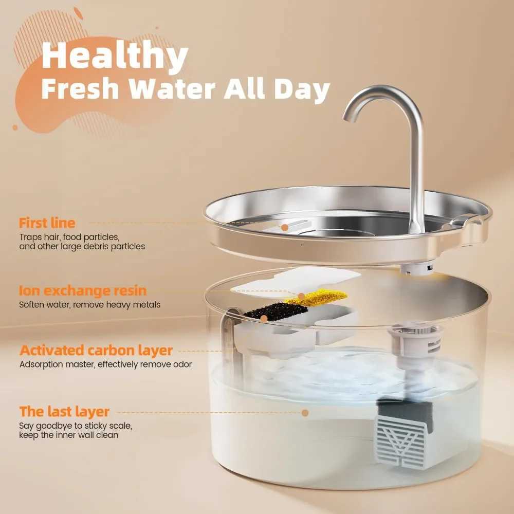 22 L Cat Water Fountain Automatic Pet Water Inside Metal Water Dispenser Bowl with Faucet Level Window Ultra Quiet Pump M251204