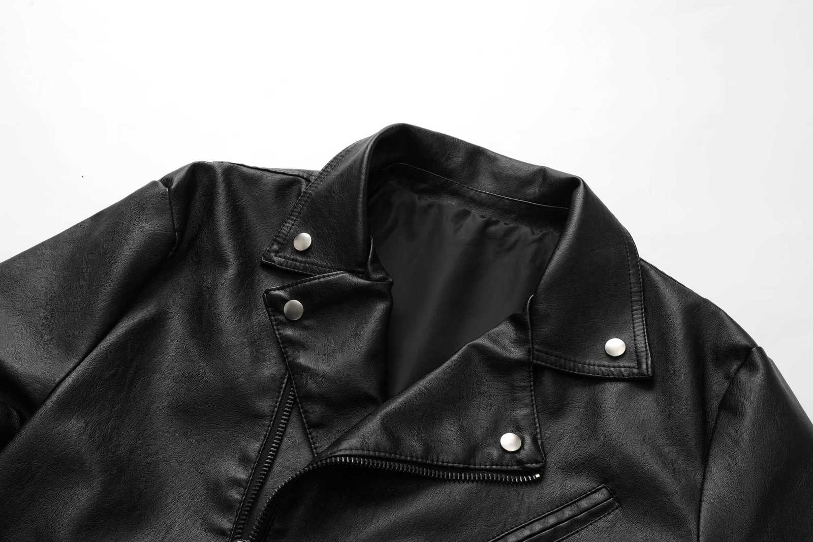 Mens PU leather jacket diagonal zipper biker jacketT251204