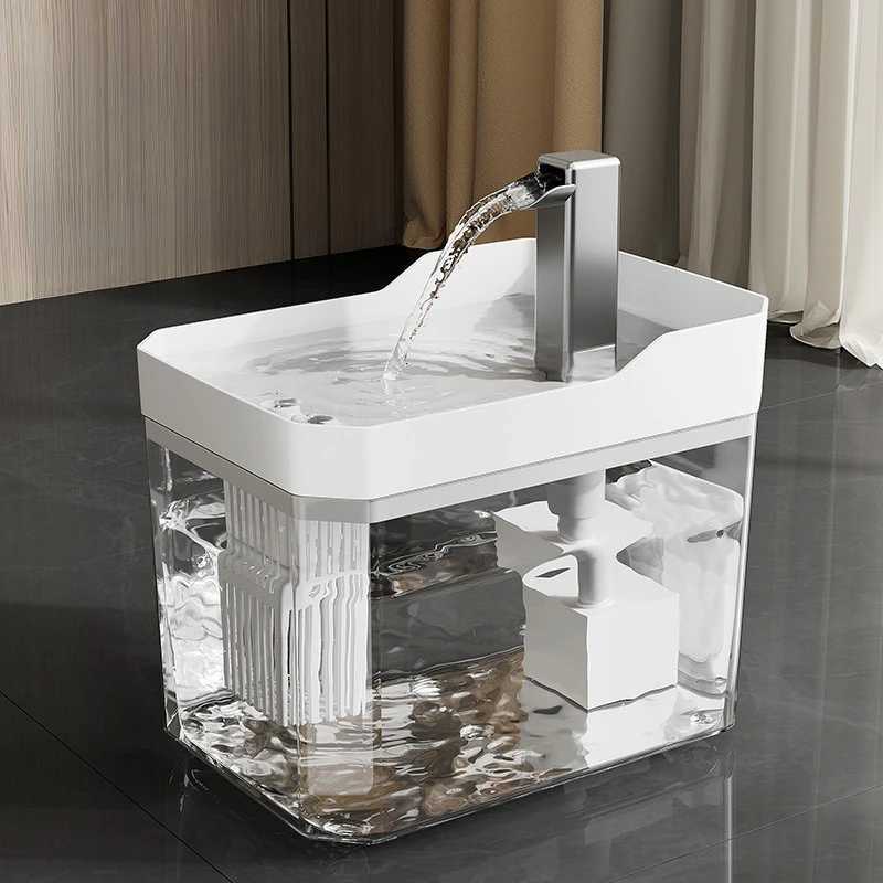 Cat Water Fountain Automatic USB Pet Drinker Filter Recirculating Transparent Anti Dry Burn Feeder Pump Quiet Fresh Flow M251204
