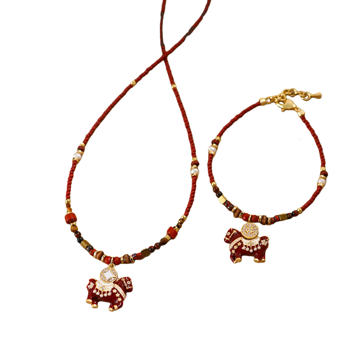 Original Fashion Exquisite Red designer Oil Drop "Get Rich Quickly" Horse Pendant free shipping Necklace Light Luxury luxury High-End Clavic