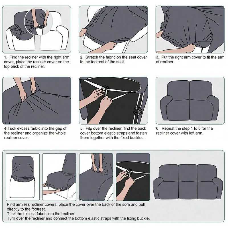 1/2/3 Seater Waterproof Elastic Jacquard Recliner Slipcovers Chivas Lounge Chair Sofa Cover for Bedroom Living Room Home Decor M251204 - view 4