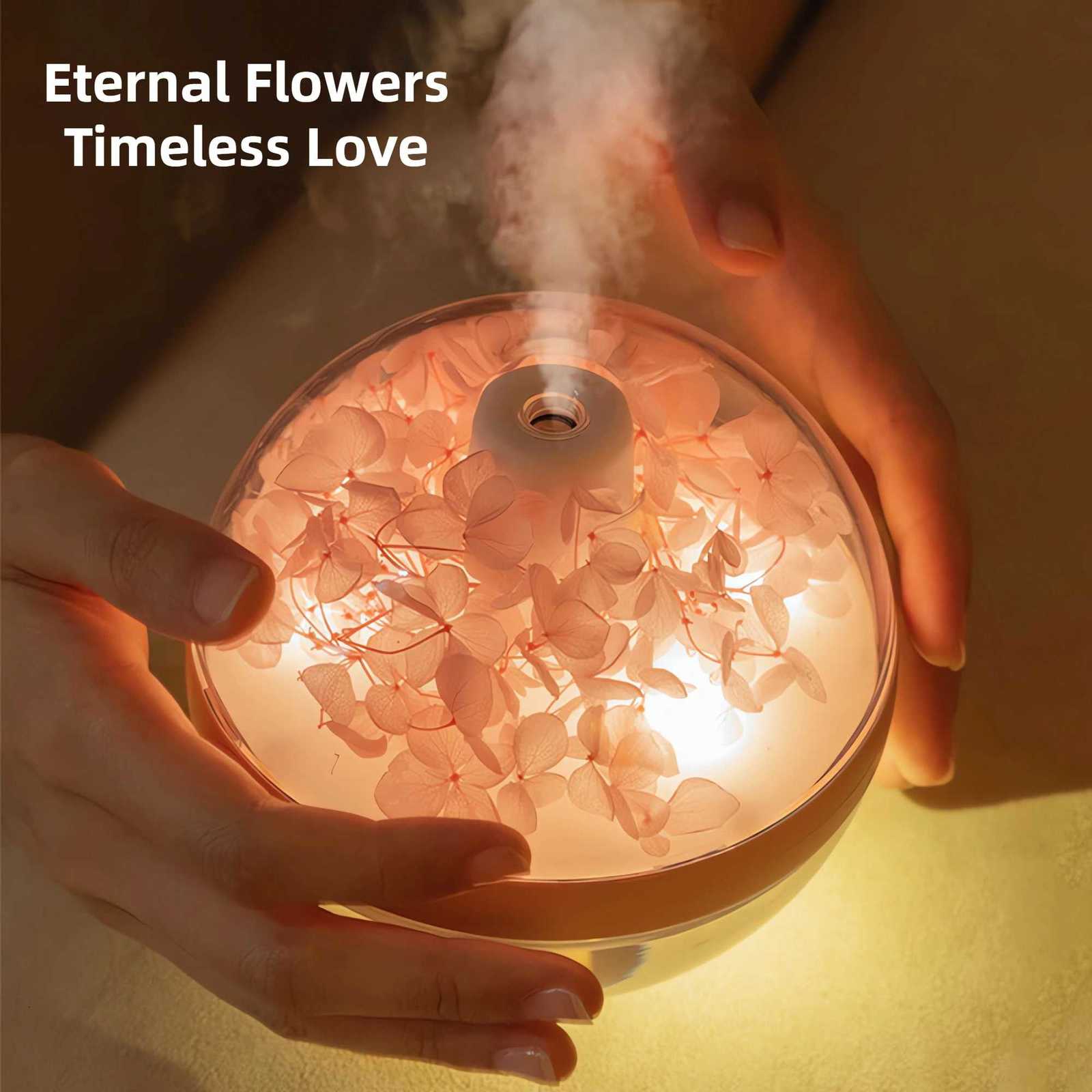 Eternal Flower Humidifier Atmosphere Light Dual-USB Battery Charger Mini He Festival Gift Artificial Flower Diffuser C251204