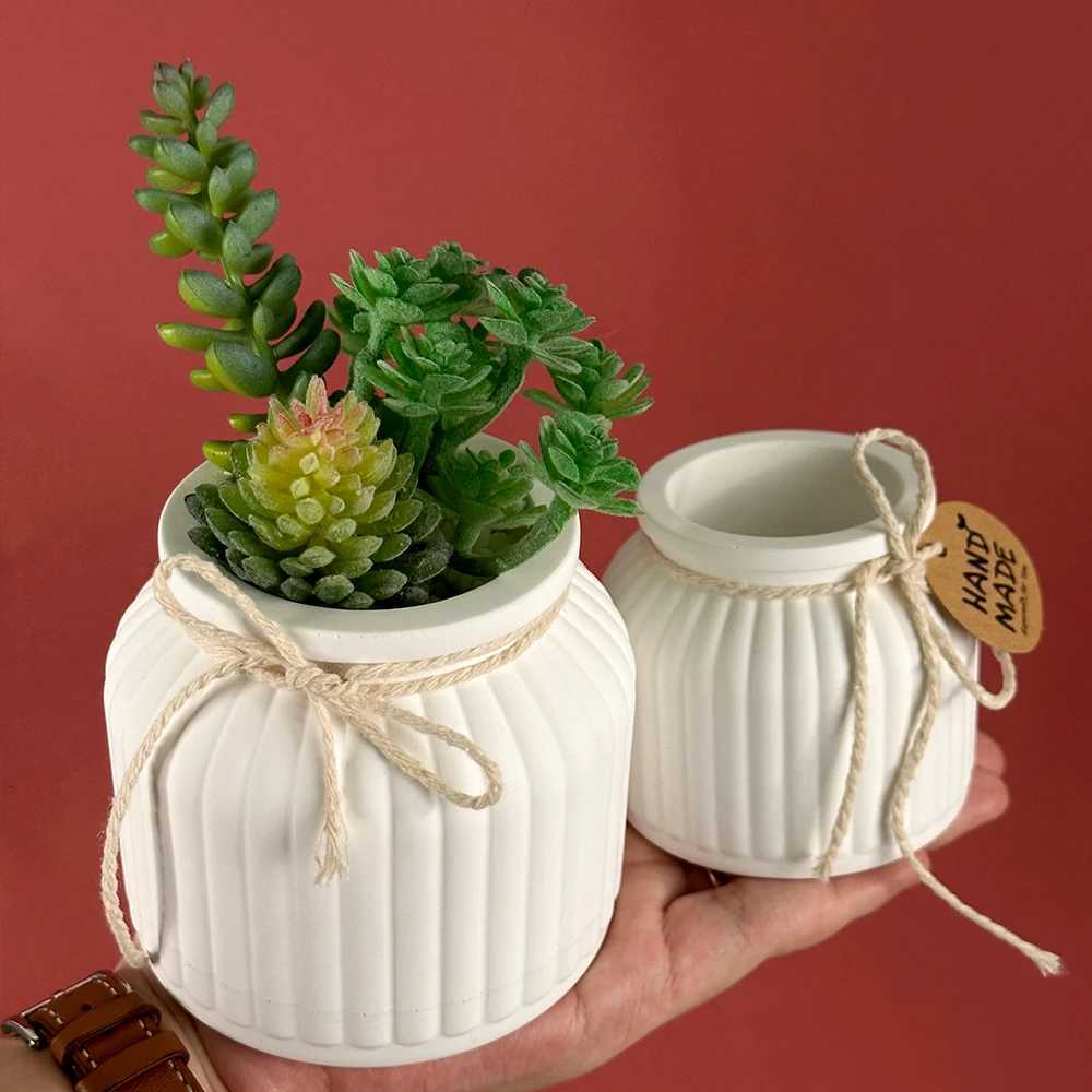Round Stripe Flowerpot Silicone Mold DIY Concrete Cement Plaster Storage Box Candle Jar Ca Mod UV Epoxy Resin Craft Molds H251204