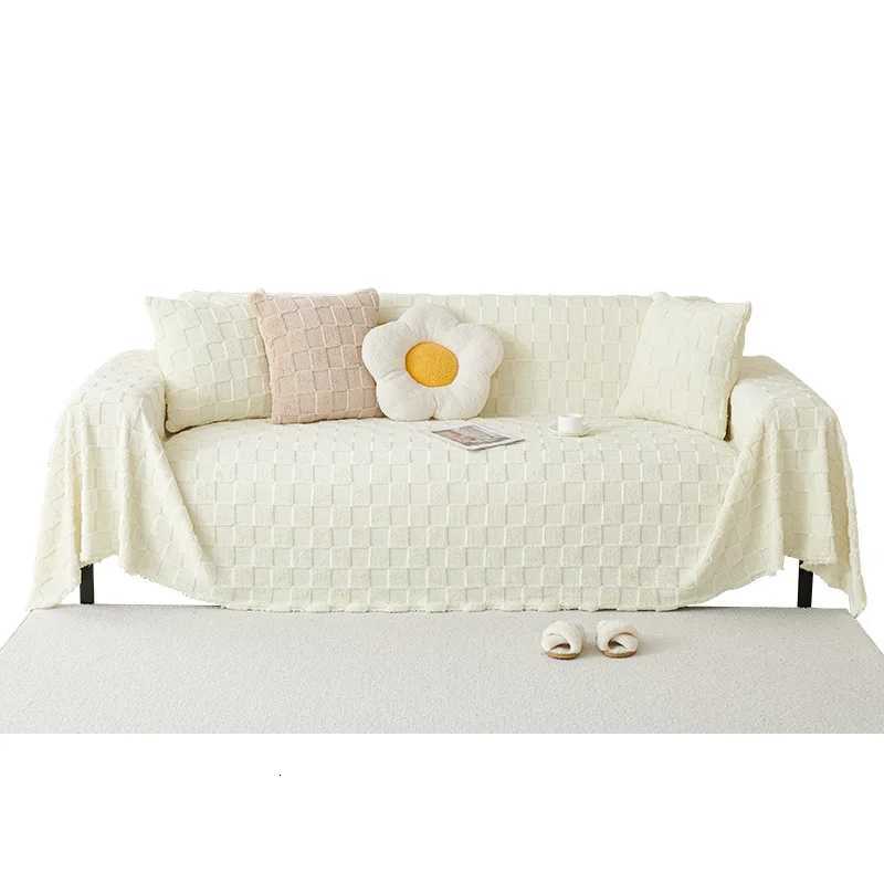 Autumn and Winter Plush Sofa Towel Lambs Wool Sofa Cover Towel Cream Wind Solid Color Thickened Sofa Blanket S137 M251204 - view 6