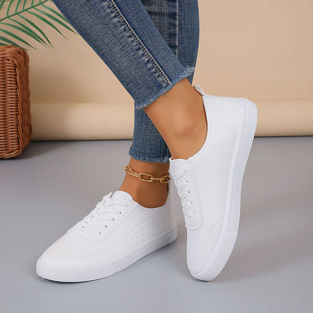 plus size white shoes for women 2024 spring new roman style fashion flat nonslip free shipping niche designer laceup casual sneakers trend