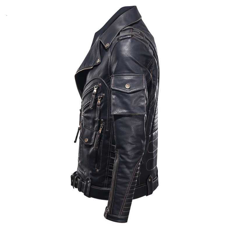 fashion Winter Mens Leather Jacket Men Fashion Motorcycle PU Leather Jacket Cool Zipper Pockets Leather Coats ClothingT251204