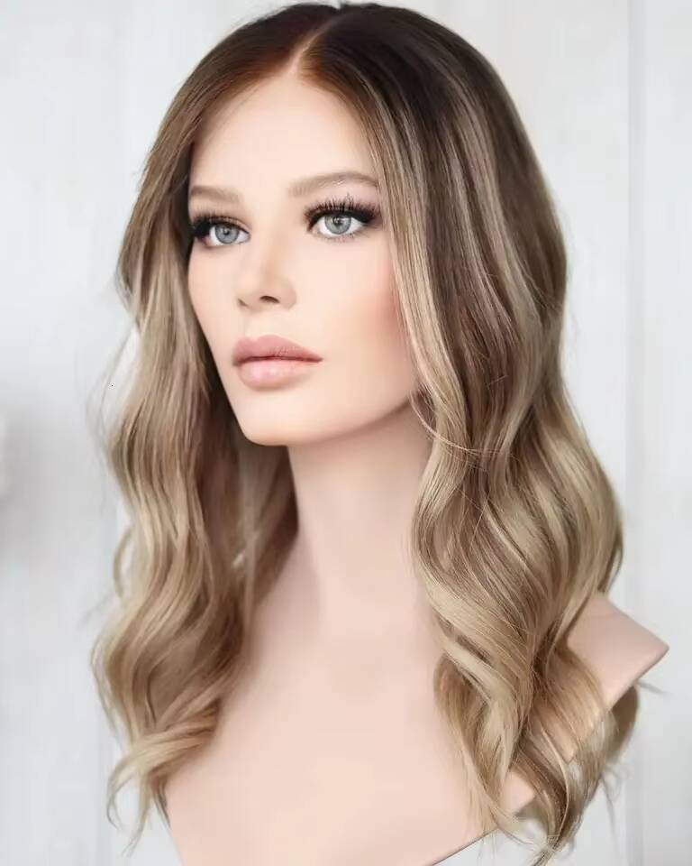 European Human Hair Double Drawn Ash Brown Balayage Natural Body Wave Short Je Kosher Certified HD Invisible Knots Wigs