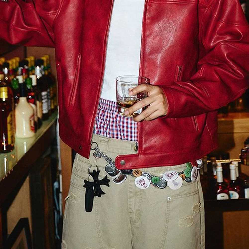 Mens Red Long-Sleeved Pu Leather Jacket American Retro Fashion Trend Street Hip-Hop Loose Casual Niche 2025 Mens New JacketT251204