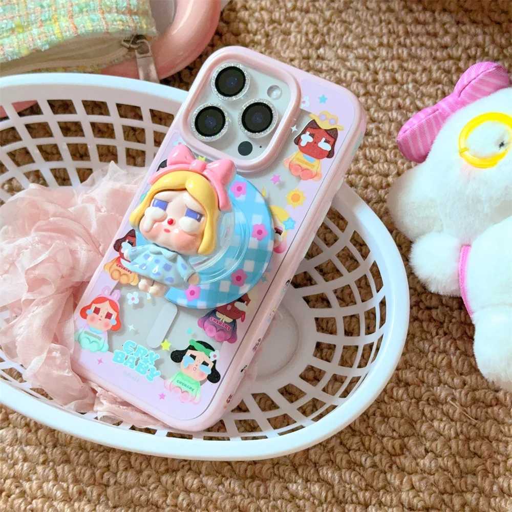 Korean Cute ry Girl Magnetic Stand Phone Case suitable for iPhone 16 Pro 15 13 14 Pro Max with stand suitable for H251203