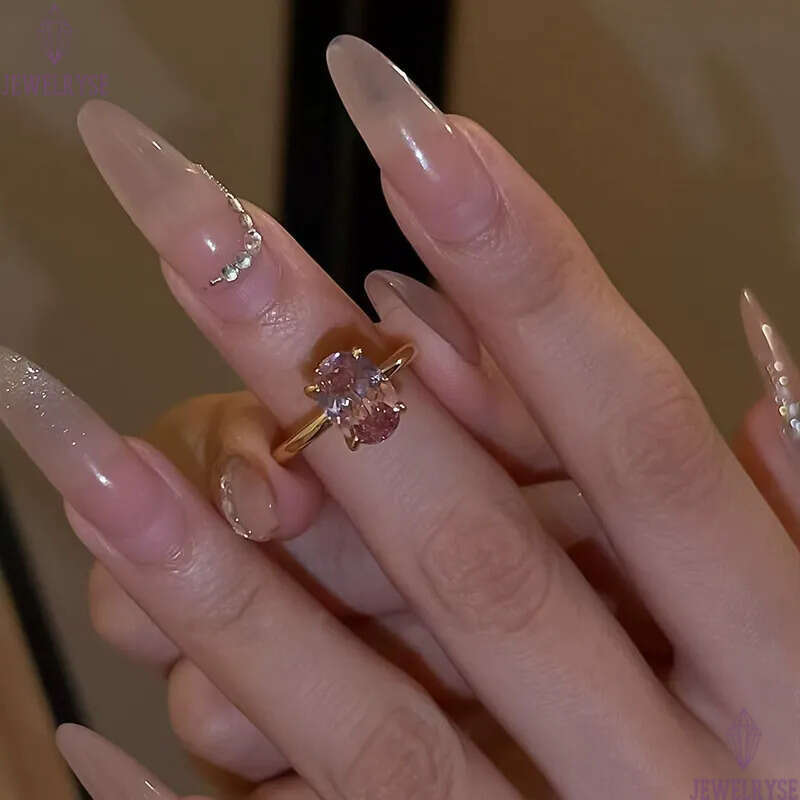 s925 sterling silver pink oval cut ring for woman wed wedding party 5A cubic zirconia luxury designer engagement diamond 7x10mm gold rings jewelry siz