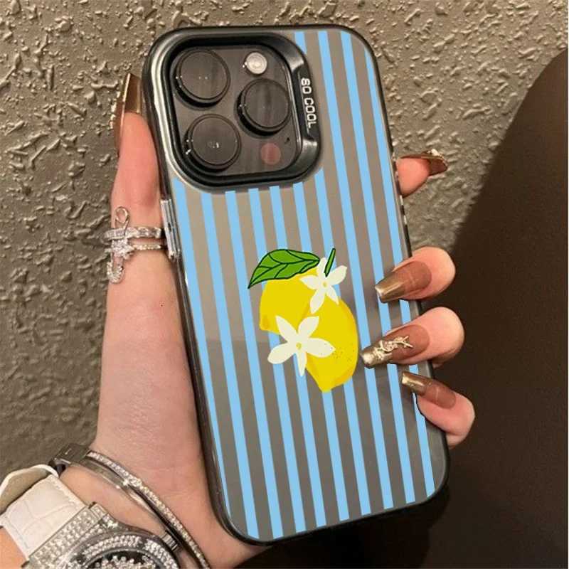 Striped Lemon Case For iPhone 16 11 12 Pro Max 16e 17 Air 13 Mini XR XS Max X 6 6S 7 8 Plus Laser Fl Protection Phone Casing H251203