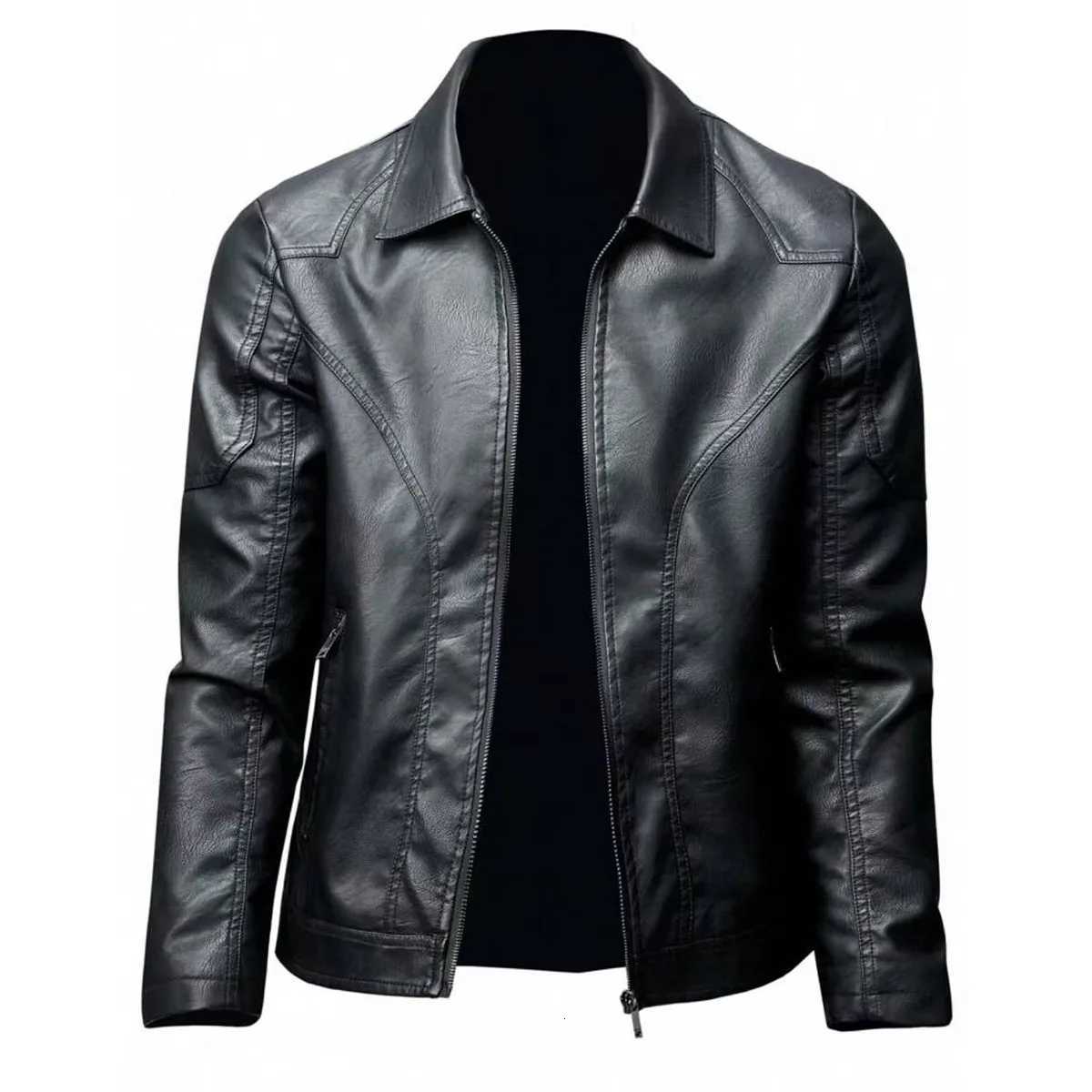 Men Winter Lapel Collar Thicken Faux Leather Jacket 2025 Spring and Autumn Vintage Motorcycle Leather Jacket Mens Casual JacketT251204