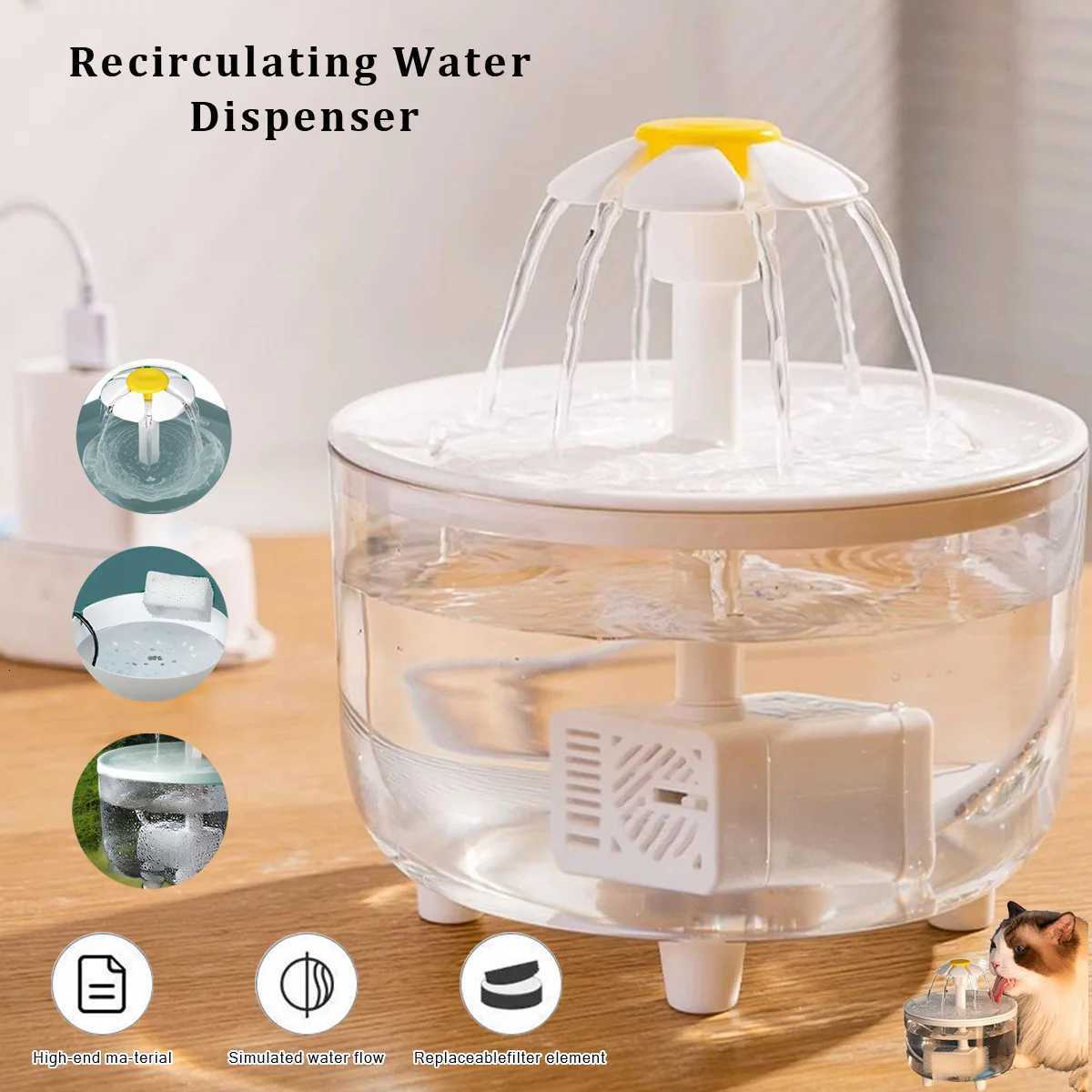 Recirculating Filter Water Dispenser 5072 Oz Clear Pet Drinking Fountain USB Electric Mute Pet Drinker Without Battery For Cats M251204
