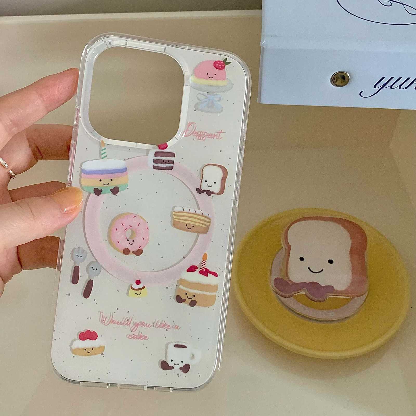 Cute Cartoon Dessert Cake Phone Case Magnetic Fundas For Iphone 14Prax 13 14 15 Pro Max 15Prax 12 13Pro Stand Holder Shell H251203