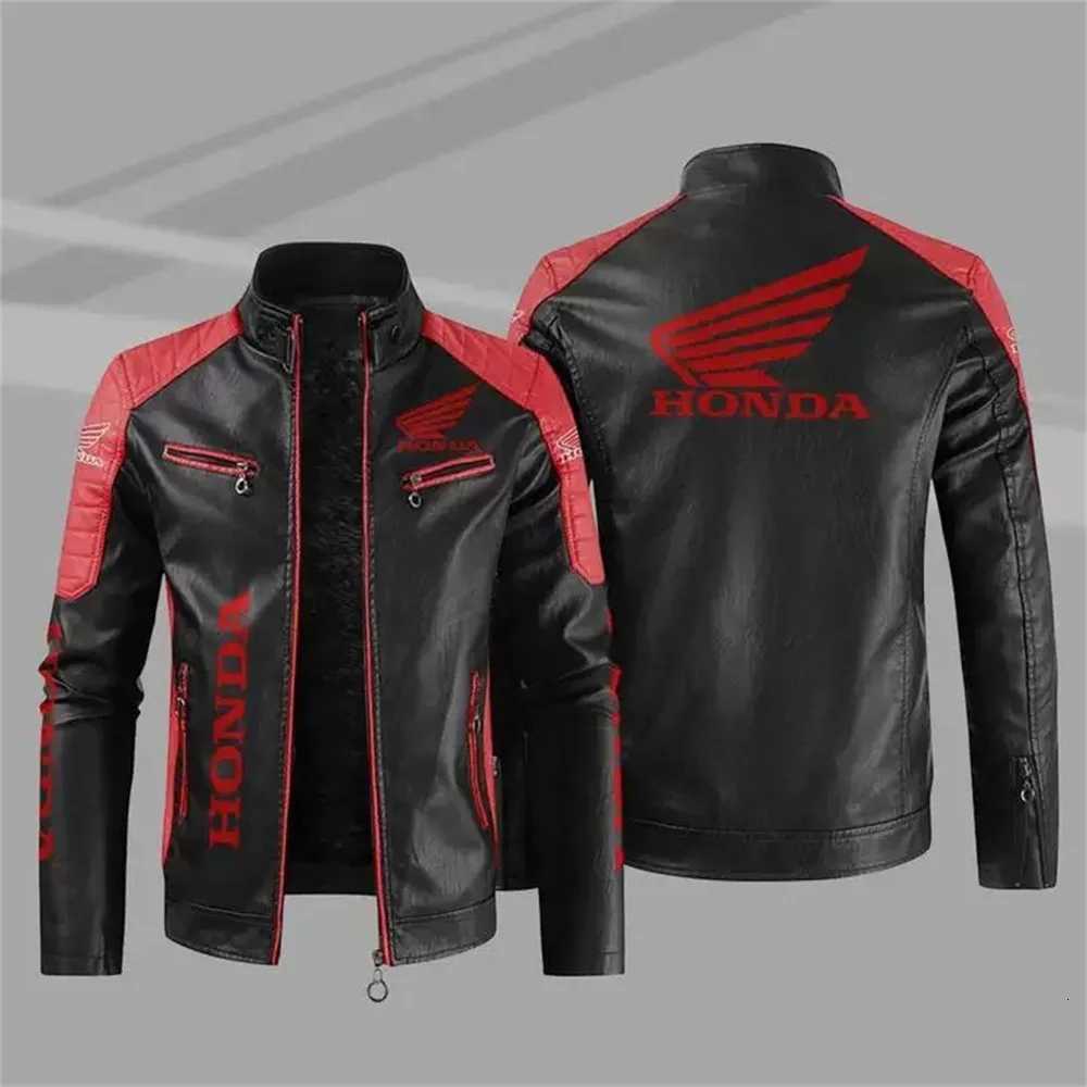 New Winter Mens PU Leather Jacket Honda Fashion Motorcycle Pilot Zipper Jacket Wool WarmthT251204