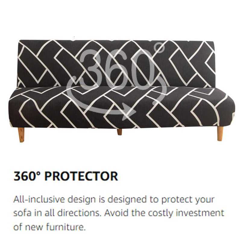 Armless Sofa Bed Cover Stretchable Cushion Sofa Cover Spandex Dust-Proof Furniture Protector Bedroom Living Room Home Decor M251204 - view 6
