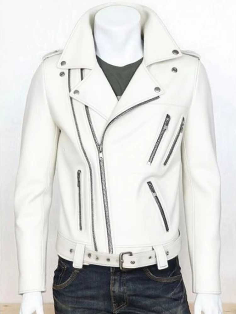 New Mens PU Leather Slim Fit Blazer Style Motorcycle Jacket Korean Style Casual CoatT251204