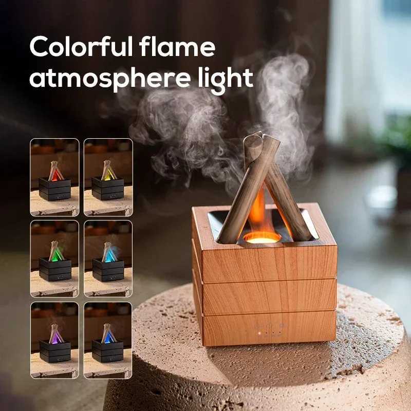 NEWSTYLE Simated Flame Ara Diffuser Bonfire Air Humidifier trasonic Cool Mist Maker Fogger LED Essential Oil Lamp Diffuser C251204