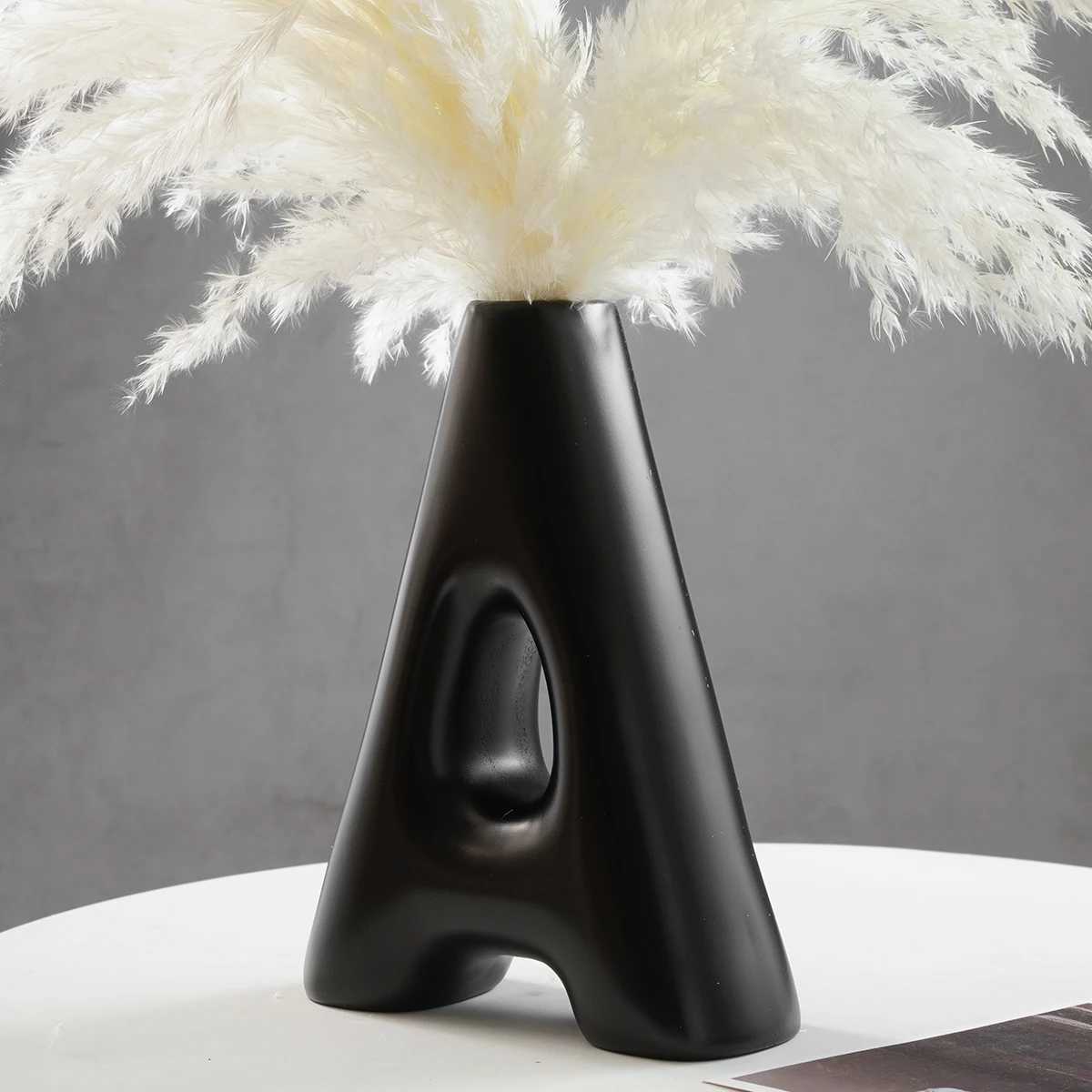 1PC creative A-shaped decorative vase simple white and black indoor he desktop decoration handicraft H251204