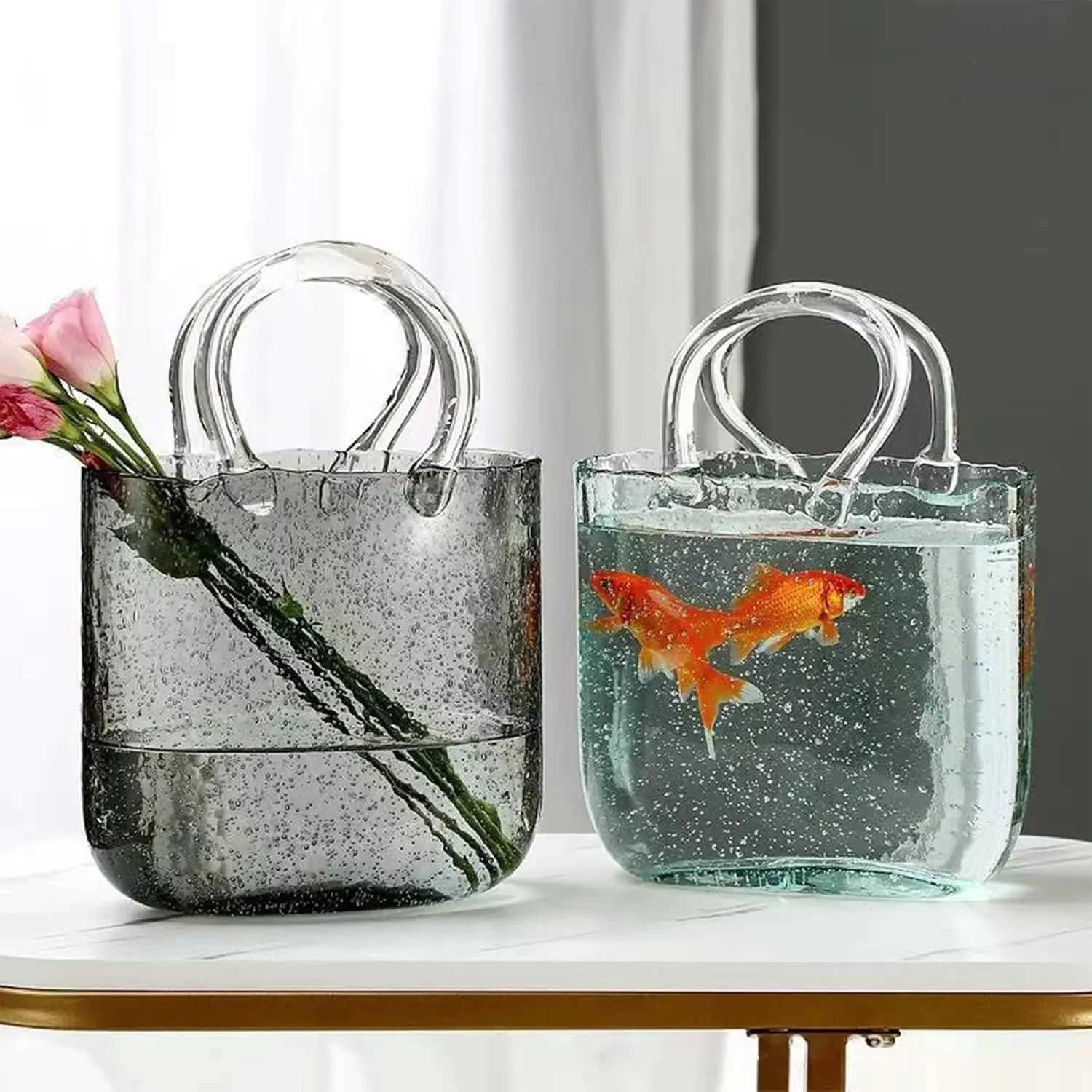 Creative And Cute Handbag Shape Hydroponic Flower Vase For Decorating Fish Tank Bubble Vase H251204