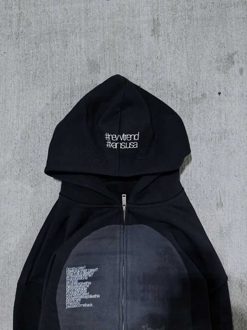 High Street Y2K Harajuku Graphic Zipper Hoodie Men Gothic Punk Casual Streetwear Trendy Brand Casual Oversized Sweatshirt Women J251203