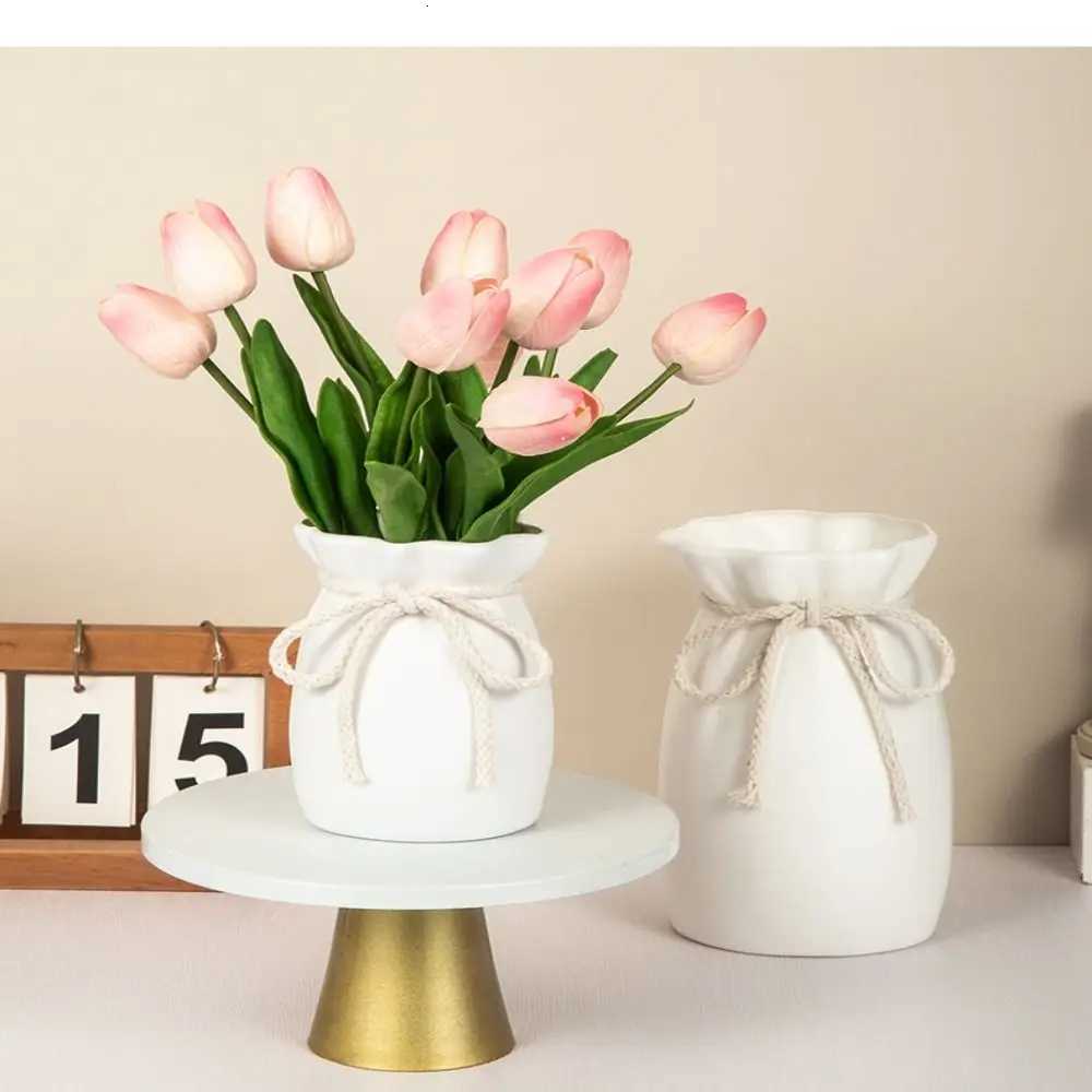 1Pc Bow Design Plastic Flower Vase Modern Art Nordic Decorative Vase Creative Plant Bottle Desktop Decor Ornament H251204
