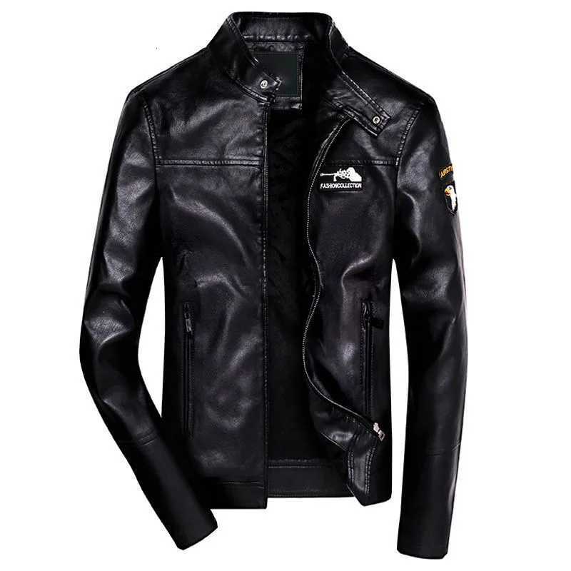 Cross border leather jacket mens youth mens thin coat slim fit plus size spring mens motorcycle leather jacketT251204