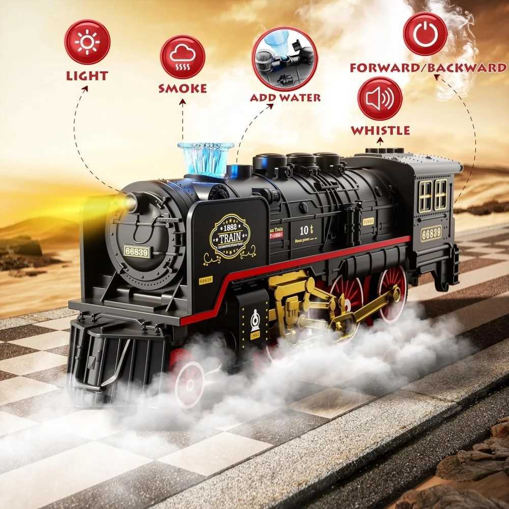 Electric Train Toy with Lights and Sound Train Set for Under Christmas Tree Locomotive Train Model with Track Birthday Gifts Y251204