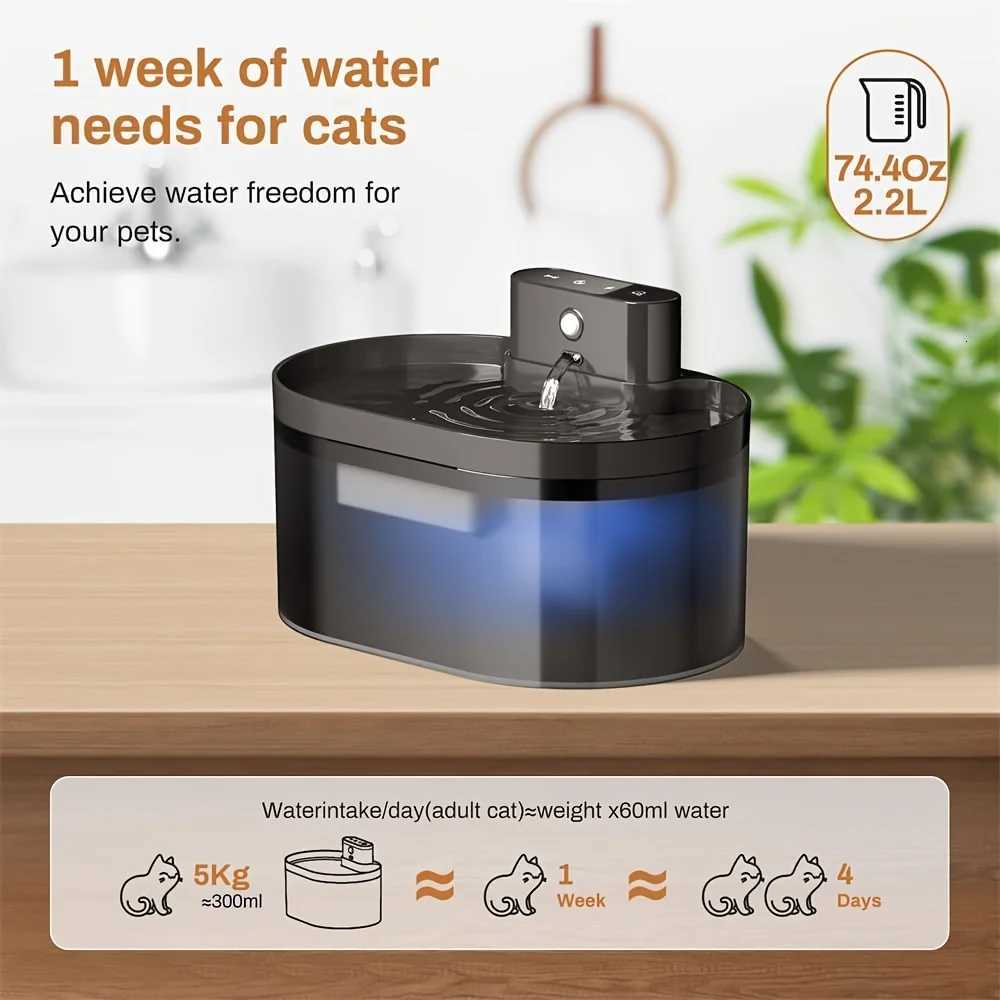 22L Wireless Automatic Pet Water Dispenser Rechargeable Cat Indoor Fountain Dispenser With 2600mAh Infrared Sensor For Dog Cat M251204