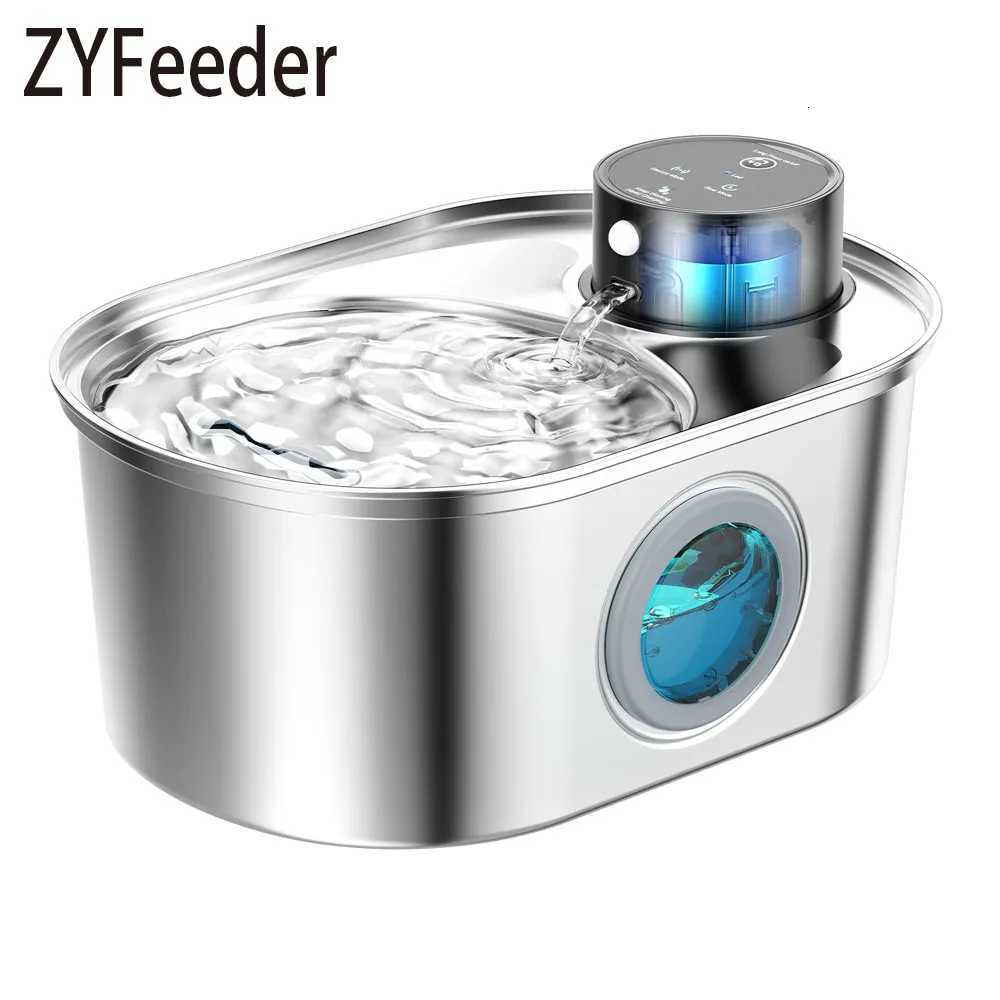 108oz/32L Stainless Steel Wireless Cat and Dog Drinker Rechargeable Automatic Pet Drinker Water Fountain Motion Sensor Bowl M251204