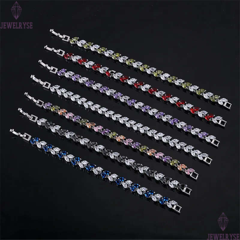 Fashionable designer jewelry Leaf Charm bracelet Silver White Blue AAA Cubic Zirconia Copper Top Quality Brass Bracelets Bangles For Women Party Gift