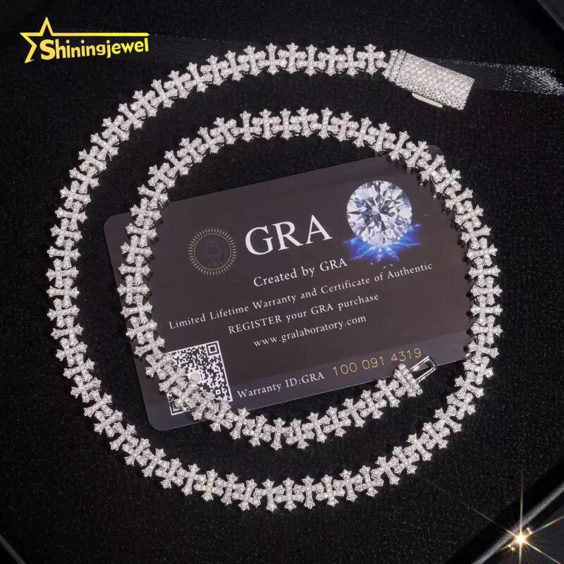 Wholesale Price Fine Jewelry Fashion Hot Selling 925 Sterling Silver Hip Hop 8mm Iced Out Infinity Cross Necklaces Bracelet