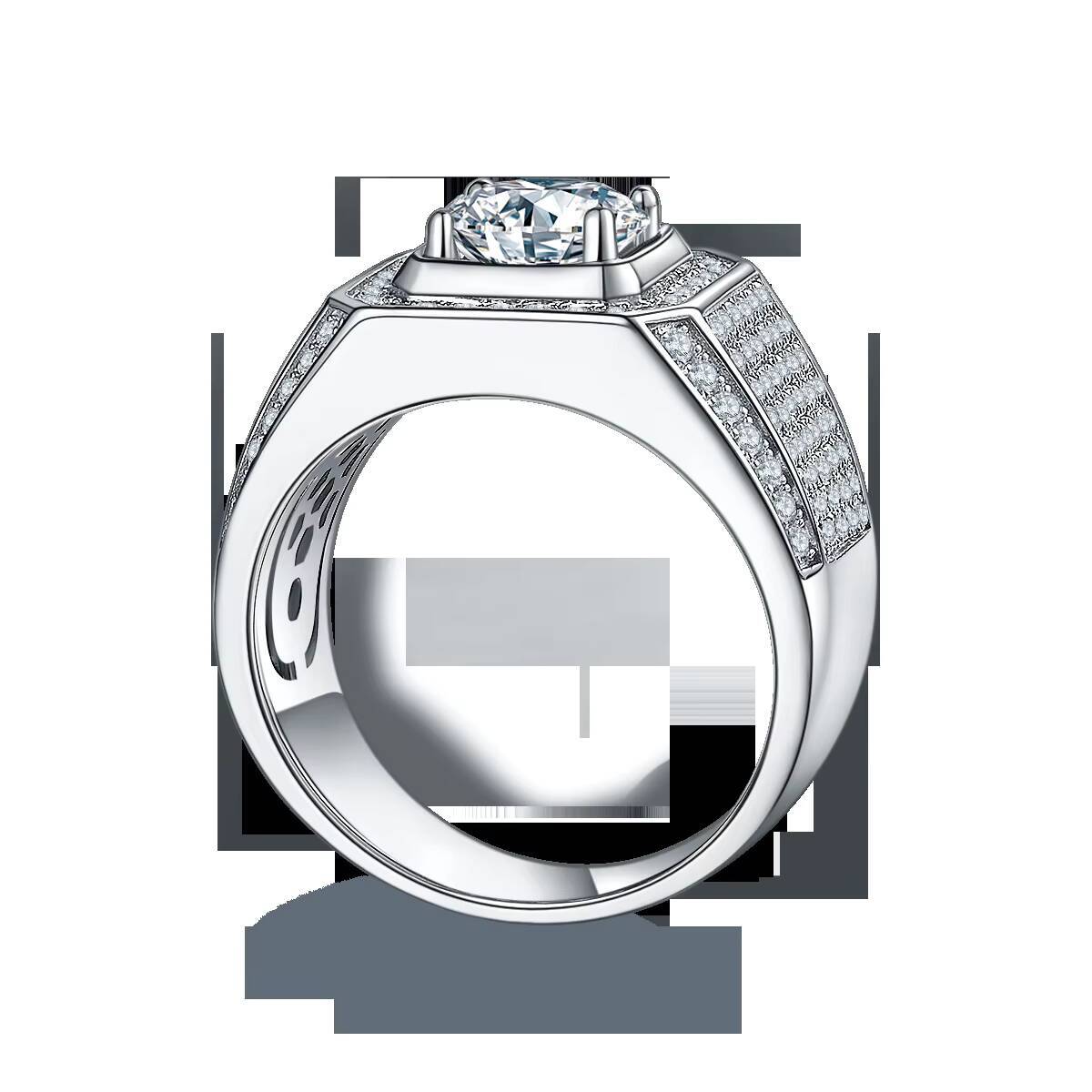 925 Sterling Silver Moissanite Mens Ring Durable Hypoallergenic Wedding Band for Him